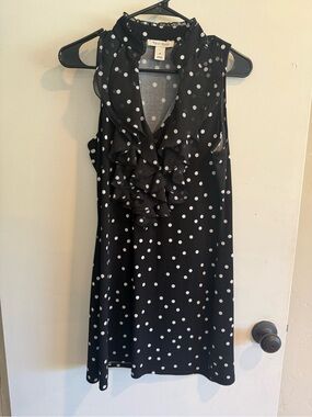 White House Black Market Black and White Polka Dot Ruffle Mini Dress